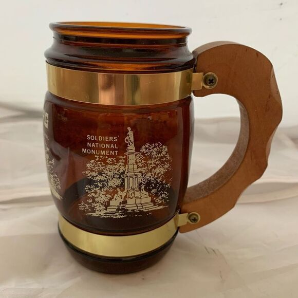 Vintage Gettysburg Pennsylvania Souvenir Brown Mug Wood Hamdle - Picture 3 of 7